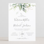 Green Green Gold Geometric Rustic Wedding Einladung