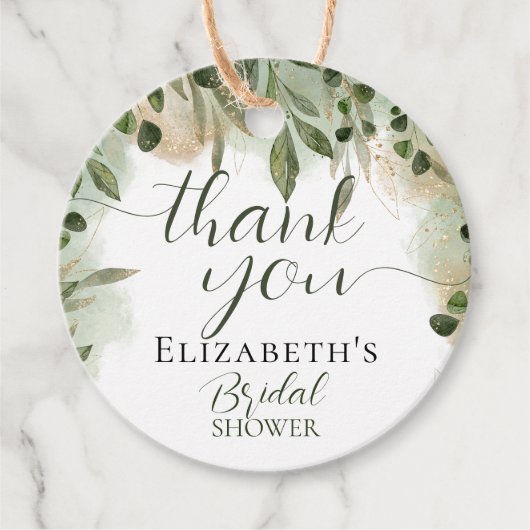 Green Green Gold Script Calligraphy Vielen Dank Geschenkanhänger (Vorderseite)