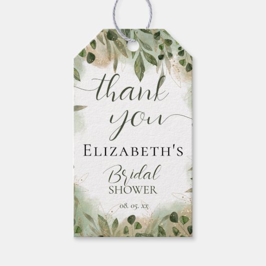 Green Green Gold Script Calligraphy Vielen Dank Geschenkanhänger (Vorderseite)