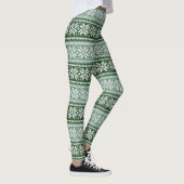 Green Grey Christmas Poinsettia Imitate Strick Pat Leggings (Rechts)