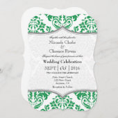 Green Grey Damask Bracket Wedite Invite Einladung (Vorne/Hinten)
