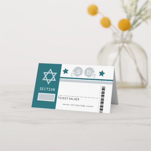 Green Grey Football Ticket Bat Mitzvah Sitzplatz Platzkarte (Vorderseite)