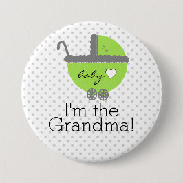 Green & Grey Polka Dots-Baby Dusche Button