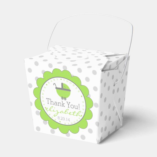 Green & Grey Polka Dots-Baby Dusche Geschenkschachtel (Vorderseite)