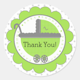 Green & Grey Polka Dots-Baby Dusche Runder Aufkleber