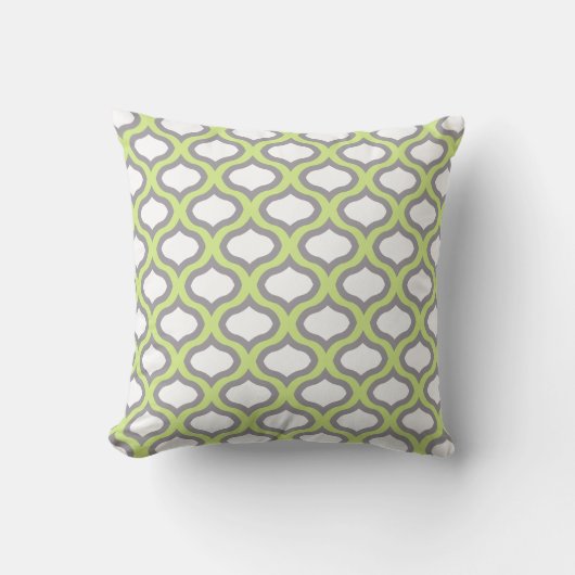 Green & Grey Tile Ogee Waves Kissen (Vorderseite)