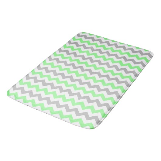 Green & Grey Zickzack Bath Mat Badematte (Schrägansicht)