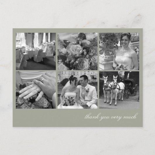 Green Grid Collage 6 Foto Erinnerungen danke Postkarte (Vorderseite)