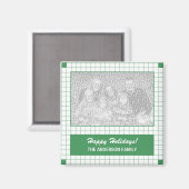 Green Grid Foto Magnet (Vorderseite/Rückseite)
