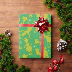 Green Grinch Ice Skaten Pattern Geschenkpapier