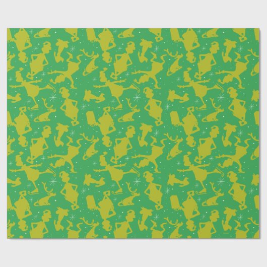 Green Grinch Ice Skaten Pattern Geschenkpapier (Flach)