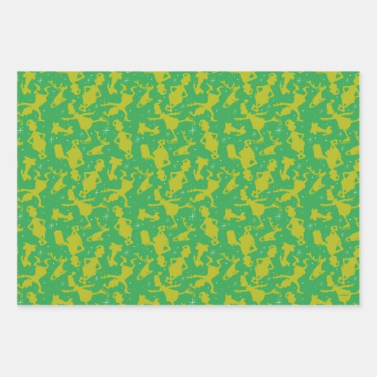 Green Grinch Ice Skaten Pattern Geschenkpapier Set (Vorderseite 3)