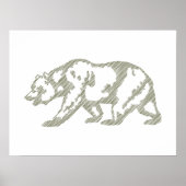 Green Grizzly Bear Animal Line Art Print Poster (Vorne)
