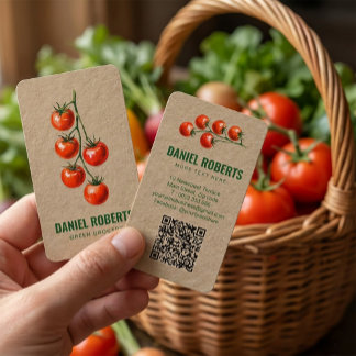 Green Grocery Business Card – Watercolor Tomato Visitenkarte