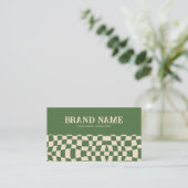 Green Groovy Checkerboard Retro Bold Fun Visitenkarte (Stehend Vorderseite)
