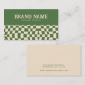 Green Groovy Checkerboard Retro Bold Fun Visitenkarte (Vorne/Hinten)