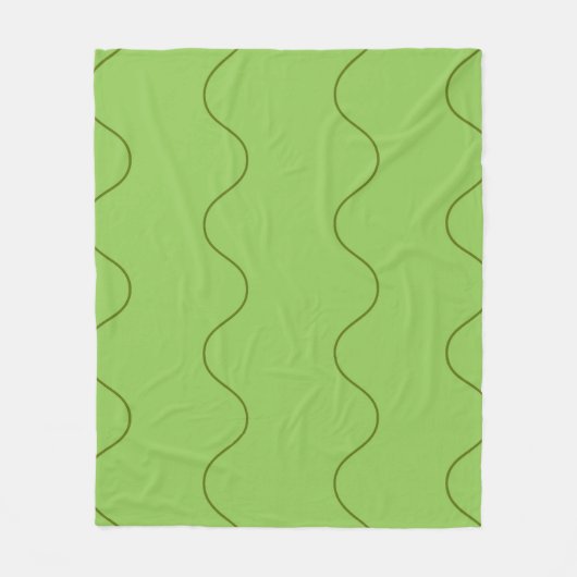 Green Groovy Wavy Line Abstrakt Modernes Minimalis Fleecedecke (Vorderseite)
