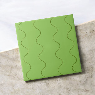Green Groovy Wavy Line Abstrakt Modernes Minimalis Fliese