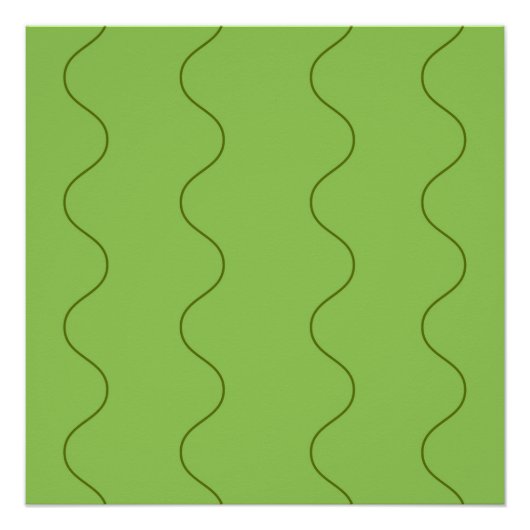 Green Groovy Wavy Line Abstrakt Modernes Minimalis Poster (Vorderseite)
