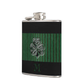 Green grundge trendy Irish Glückspilz Kleeblatt Flachmann (Links)