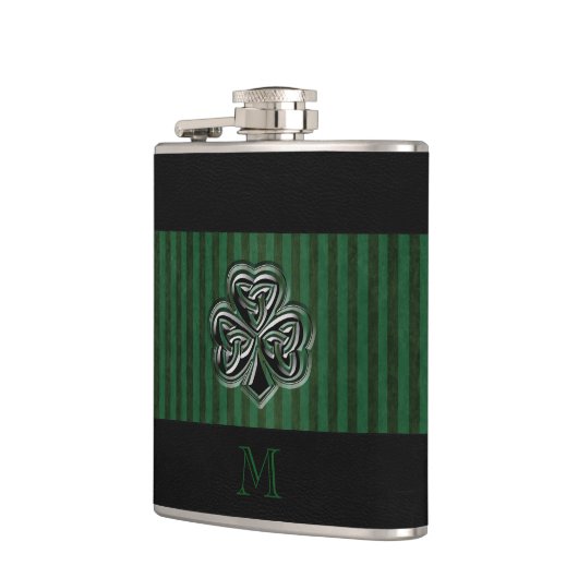 Green grundge trendy Irish Glückspilz Kleeblatt Flachmann (Links)