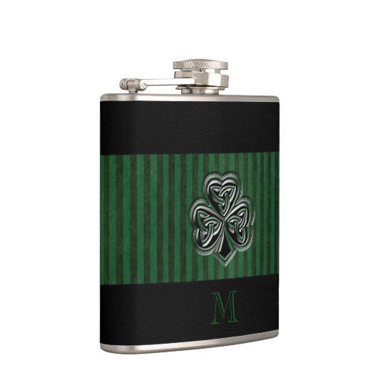 Green grundge trendy Irish Glückspilz Kleeblatt Flachmann (Rechts)