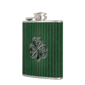 Green grundge trendy Irish Glückspilz Kleeblatt Flachmann (Links)