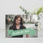 Green Grunge Banner Grad Einladung (Stehend Vorderseite)