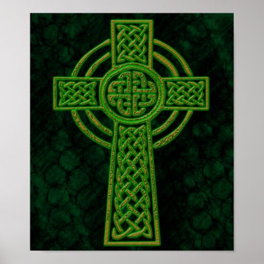Green Grunge Celtic Cross Poster (Vorne)