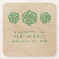 Green Grunge D20 Dice Gamer Paper-Untersetzer