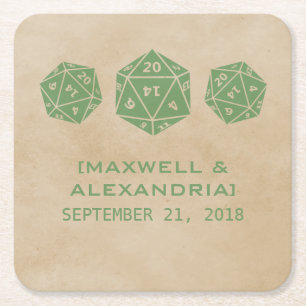 Green Grunge D20 Dice Gamer Paper-Untersetzer Rechteckiger Pappuntersetzer
