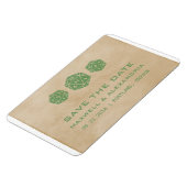 Green Grunge D20 Dice Gamer Save the Date Magnet (Linke Seite)