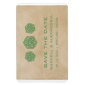 Green Grunge D20 Dice Gamer Save the Date Magnet (Vertikal)