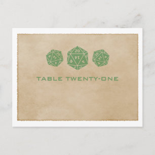 Green Grunge D20 Dice Gamer Tischnummer Postkarte