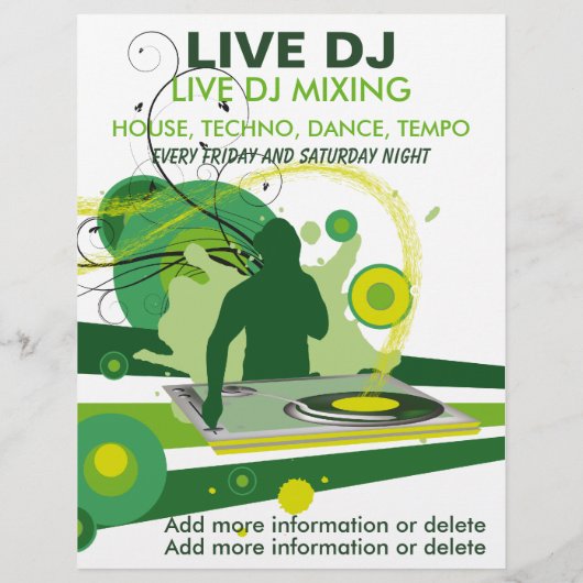 Green Grunge Live DJ Flyer (Hinten)