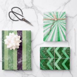 Green Grunge St. Patrick's Day Set von 3 Geschenkpapier Set