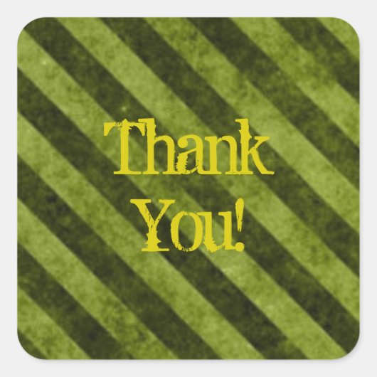 Green Grunge Streifen Danke Quadratischer Aufkleber (Vorderseite)