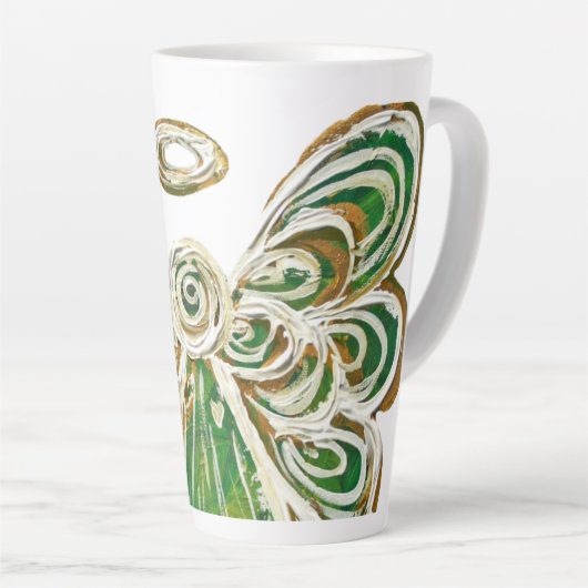 Green Guardian Angel Art Custom Latte Tasse Cup (Rechte Ecke)