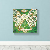 Green Guardian Angel Art Wrapped Canvas Malerei Leinwanddruck (Insitu (Holzboden))