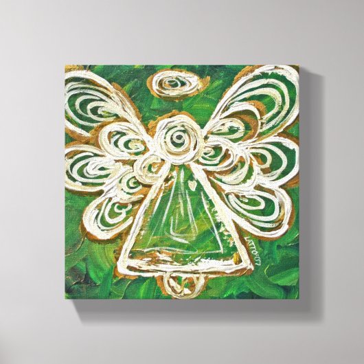 Green Guardian Angel Art Wrapped Canvas Malerei Leinwanddruck (Vorderseite)