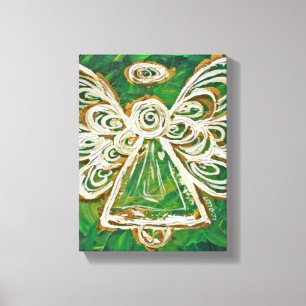 Green Guardian Angel Art Wrapped Canvas Malerei Leinwanddruck