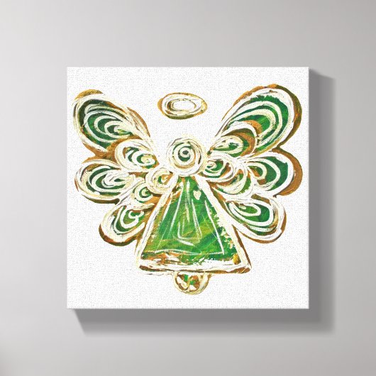 Green Guardian Angel Art Wrapped Canvas Malerei Leinwanddruck (Vorderseite)