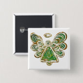 Green Guardian Angel Custom Holiday Button Button (Vorne & Hinten)