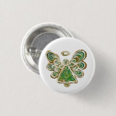 Green Guardian Angel Custom Holiday Button Button (Vorne & Hinten)