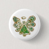 Green Guardian Angel Custom Holiday Button Button (Vorderseite)