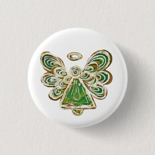 Green Guardian Angel Custom Holiday Button Button (Vorderseite)