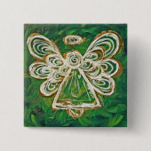 Green Guardian Angel Custom Holiday Button Button (Vorderseite)