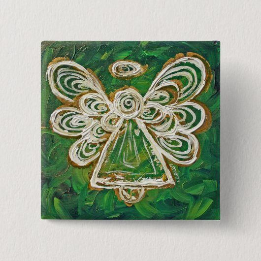 Green Guardian Angel Custom Holiday Button Button (Vorderseite)