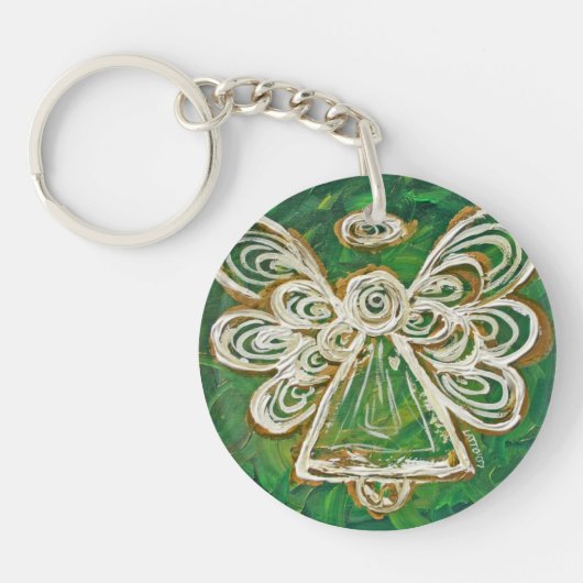 Green Guardian Angel Custom Schlüsselanhänger (Vorderseite)