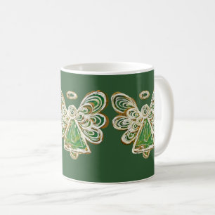 Green Guardian Angel Holiday Art Tasse Cup